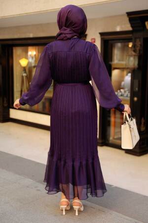 Purple Hijab Dress 2344MOR - Thumbnail