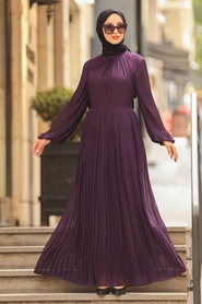Purple Hijab Dress 2411MOR - Thumbnail