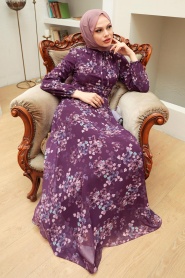 Purple Hijab Dress 279061MOR - Thumbnail