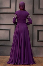 Purple Hijab Evening Dress 20501MOR - Thumbnail