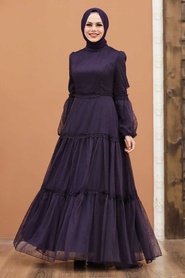 Neva Style - Modern Purple Islamic Evening Gown 2335MOR - Thumbnail