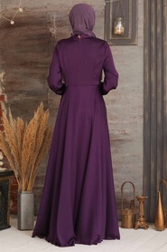 Purple Hijab Evening Dress 25520MOR - Thumbnail