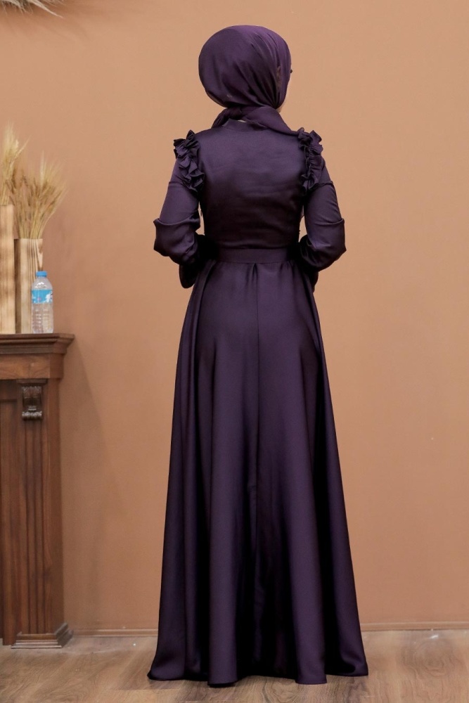 Neva Style -Satin Purple Muslim Bridal Dress 27240MOR - 2