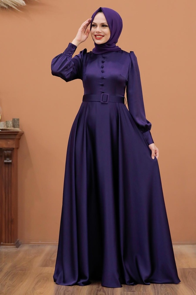 Neva Style - Luxorious Purple Islamic Wedding Gown 3038MOR - 1
