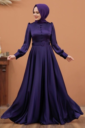 Neva Style - Luxorious Purple Islamic Wedding Gown 3038MOR - 2