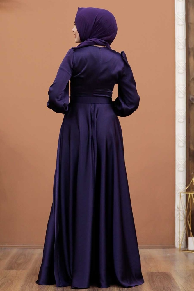 Neva Style - Luxorious Purple Islamic Wedding Gown 3038MOR - 3
