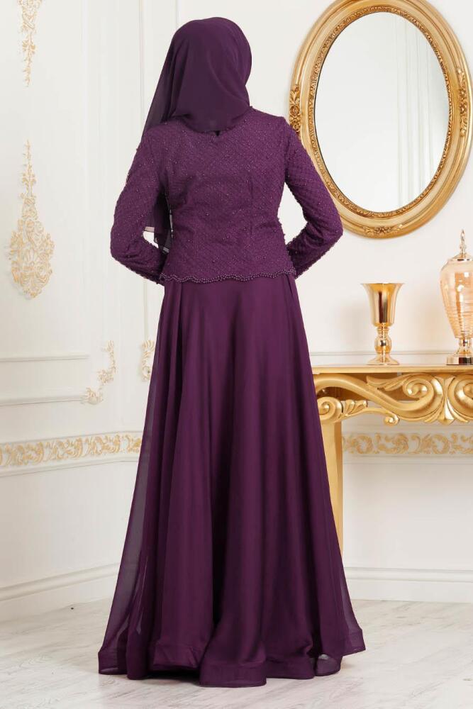 Purple Hijab Evening Dress 31260MOR - 2