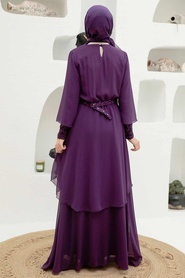 Neva Style - Modern Purple Muslim Fashion Wedding Dress 5489MOR - Thumbnail