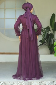 Neva Style - Long Sleeve Purple Modest Evening Gown 5632MOR - Thumbnail