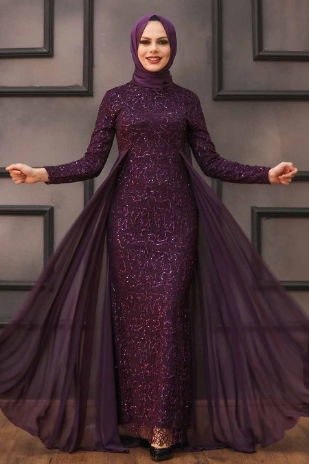 Neva Style - Plus Size Purple Modest Wedding Dress 90000MOR