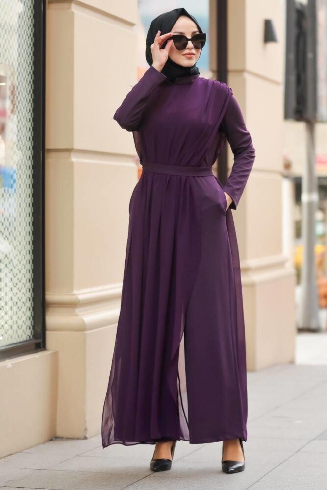 Purple Hijab Evening Jumpsuit 51182MOR - 2