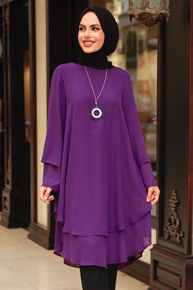 Purple Hijab Tunic 2443MOR - tesetturisland.com