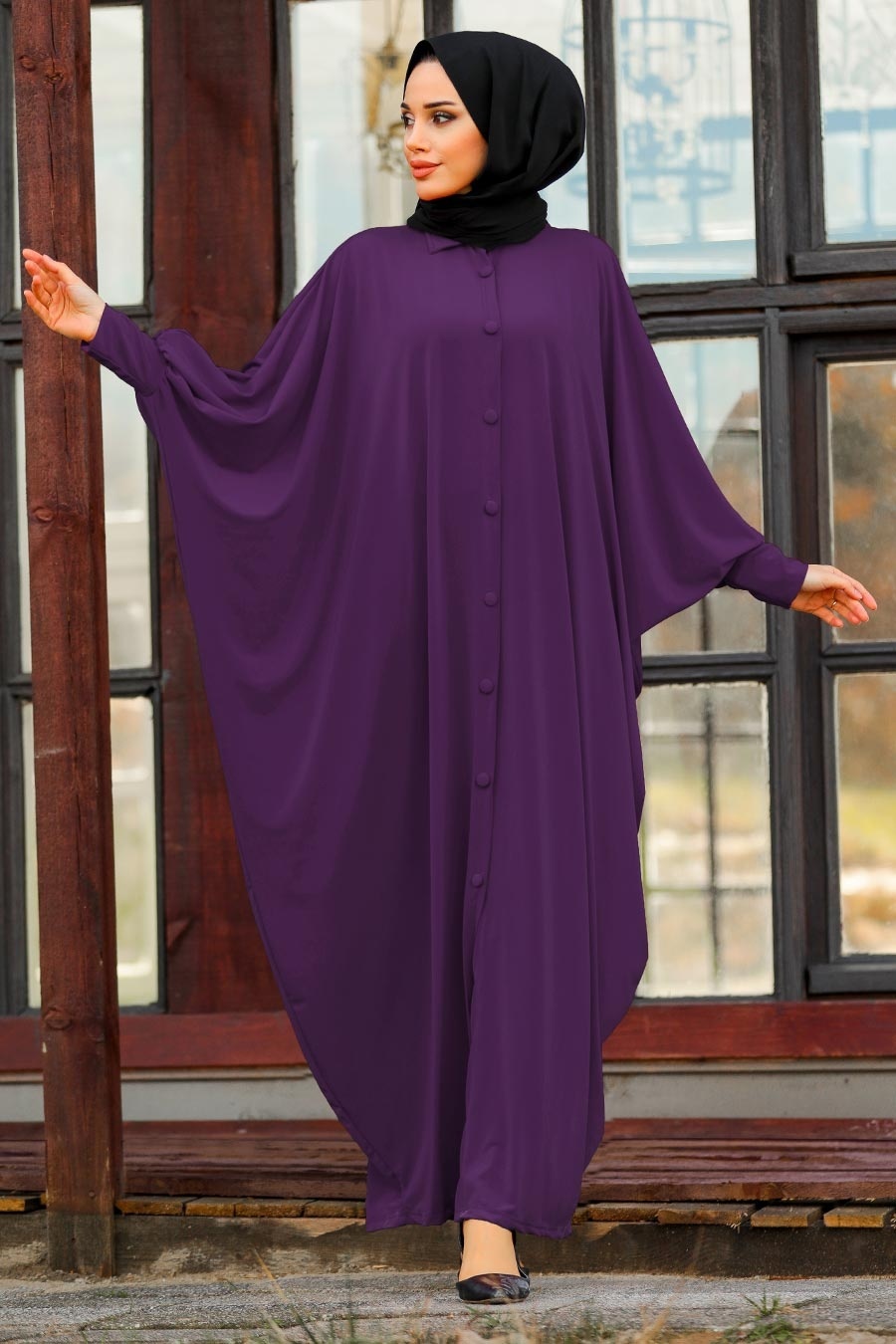 Purple Hijab Turkish Abaya 1723MOR