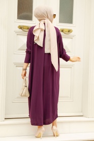 Purple Hijab Turkish Abaya 1772MOR - Thumbnail