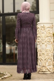 Purple Hijab Dress 3832MOR - Thumbnail