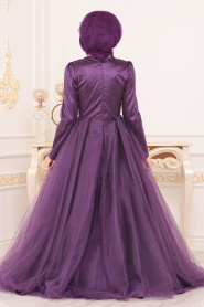 Purple Hijab Evening Dress 192501MOR - Thumbnail