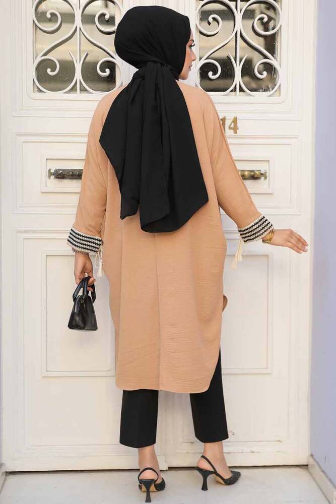 Püskül Detaylı Bisküvi Tesettür Tunik 651BS - 3