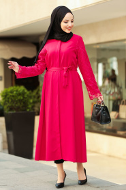Red Hijab Coat 2356K - Thumbnail