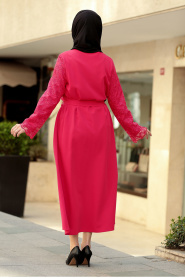 Red Hijab Coat 2356K - Thumbnail