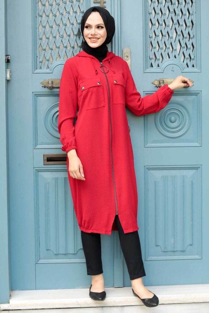 Red Hijab Coat 5030K - 1