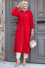 Red Hijab Coat 511K - Thumbnail