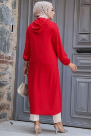 Red Hijab Coat 511K - Thumbnail