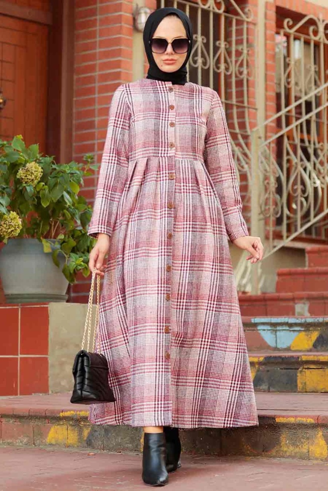 Red Hijab Coat 8941K - 1