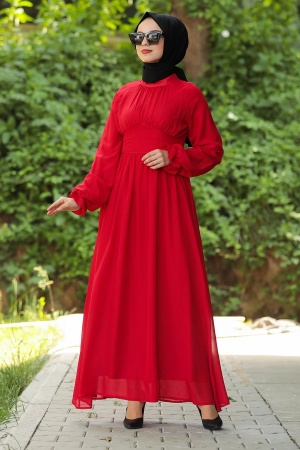 Red Hijab Daily Dress 1281K - 1