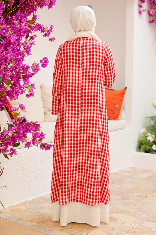 Red Hijab Dress 33930K - 6