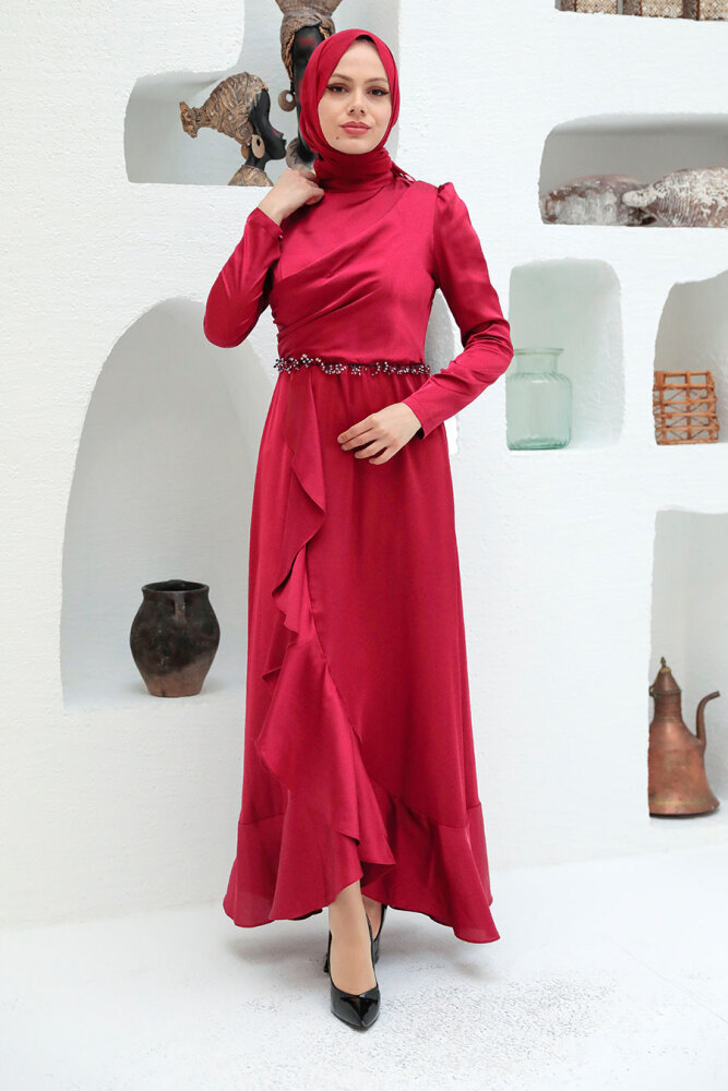 Neva Style - Modern Red Muslim Evening Gown 3381K - 1