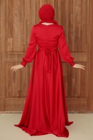 Neva Style - Modern Red Hijab Bridesmaid Dress 33871K - Thumbnail
