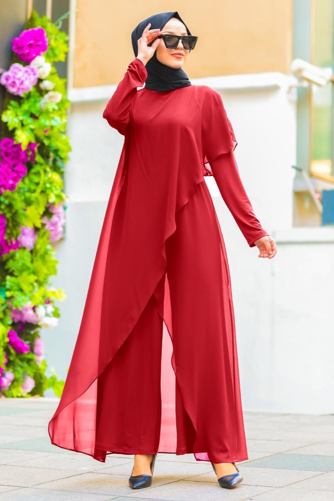 Red Hijab Jumpsuit 51291K - 1