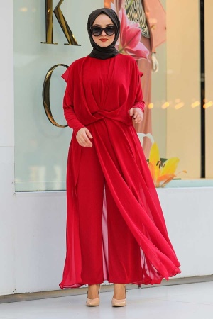 Red Hijab Jumpsuit 51301K - 1