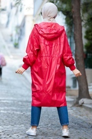 Red Hijab Raincoat 12840K - Thumbnail