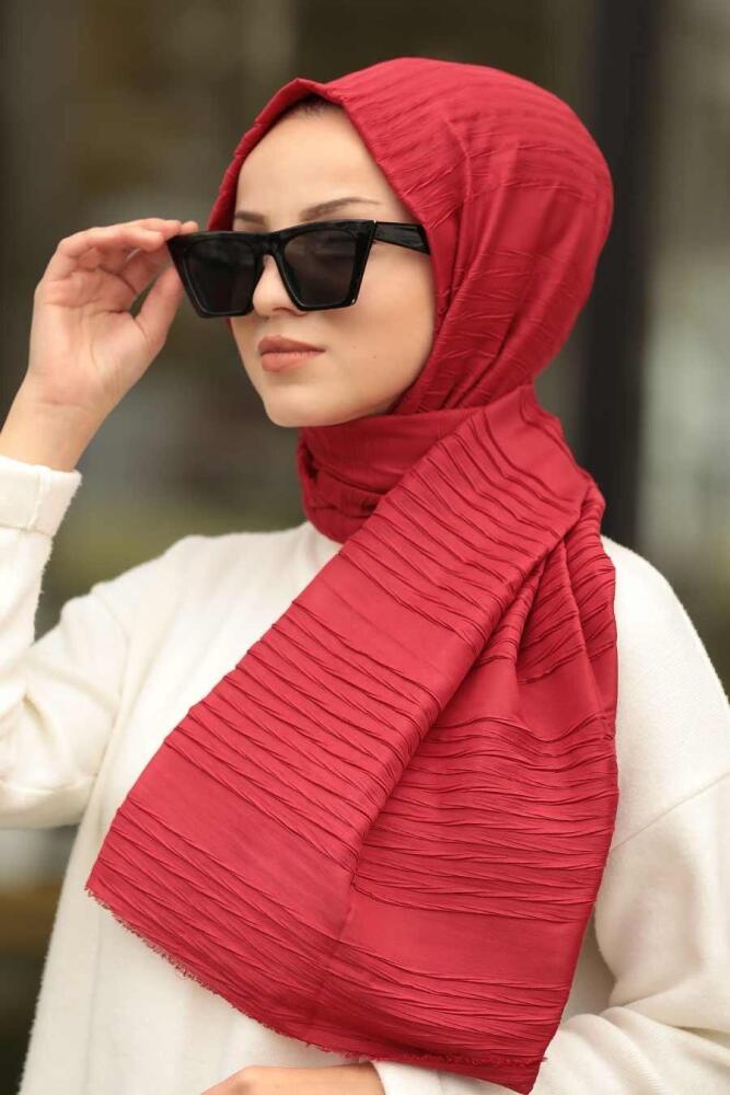 Red Hijab Shawl 7504K - 1