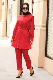 Red Hijab Suit 5161K - Thumbnail