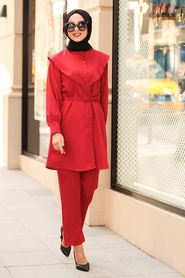 Red Hijab Suit 5161K - Thumbnail