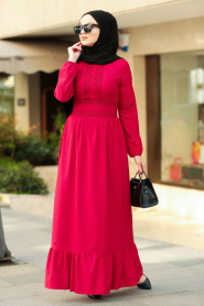 Red Hijab Dress 3159K - Thumbnail