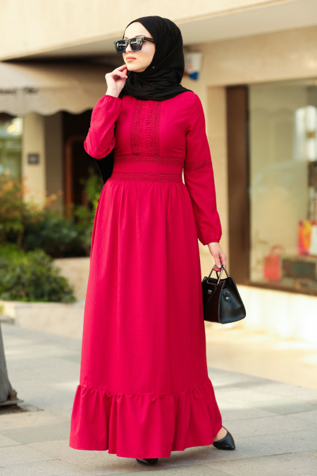 Red Hijab Dress 3159K