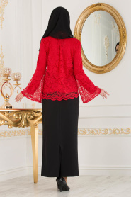 Red Hijab Suit 100355K - Thumbnail