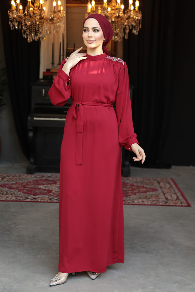 Red Modest Prom Dress 25681K - 3