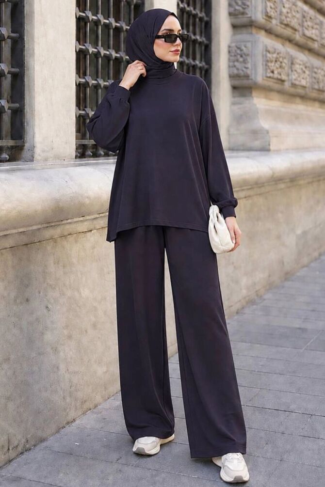 Relaxed-Fit Oysho Navy Modest Set 1409L - 1