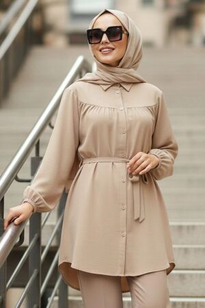 Roba Detailed Beige Modest Tunic 10184BEJ 