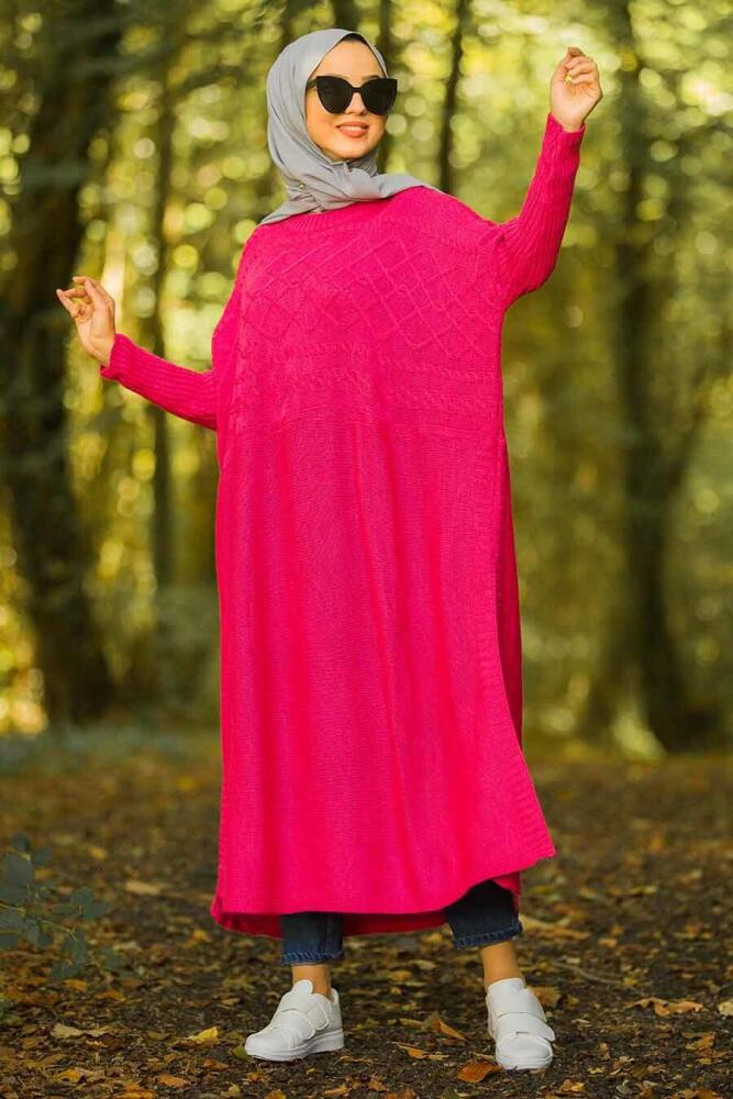 Rose - Neva Style - Poncho en tricot hijab - 6741P - 1