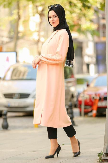 Rose Poudré - Nayla Collection - Abaya Décontracté 53670PD - 2