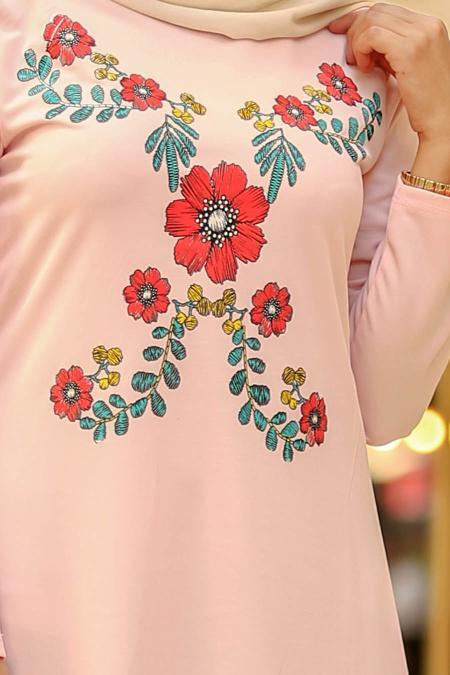 Rose Poudré - Nayla Collection - Robe Hijab 79340PD - 2