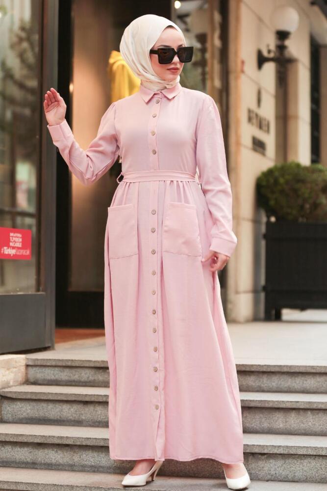 Rose Poudré- Nayla Collection - Robe Hijab 80080PD - 1
