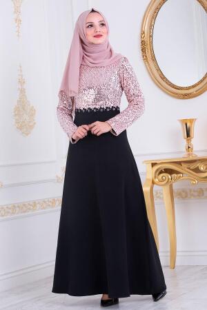 Rose Poudré - Nayla Collection - Robes de Soirée Hijab 3052PD - 1