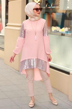 Rose Poudré- Nayla Collection - Tunique Hijab 40101PD - 1
