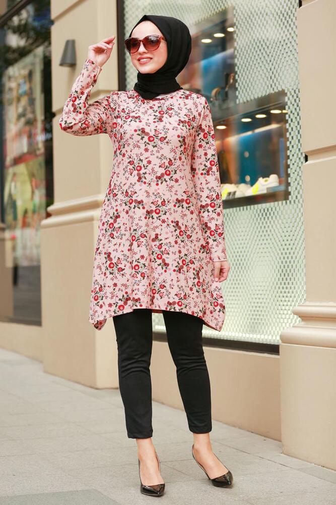 Rose Poudré- Nayla Collection - Tunique Hijab 40454PD - 1